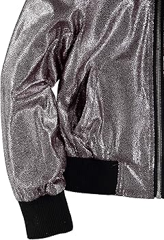 Amazon.com: Urban Republic Girls' Metallic Glitter Bomber Jacket